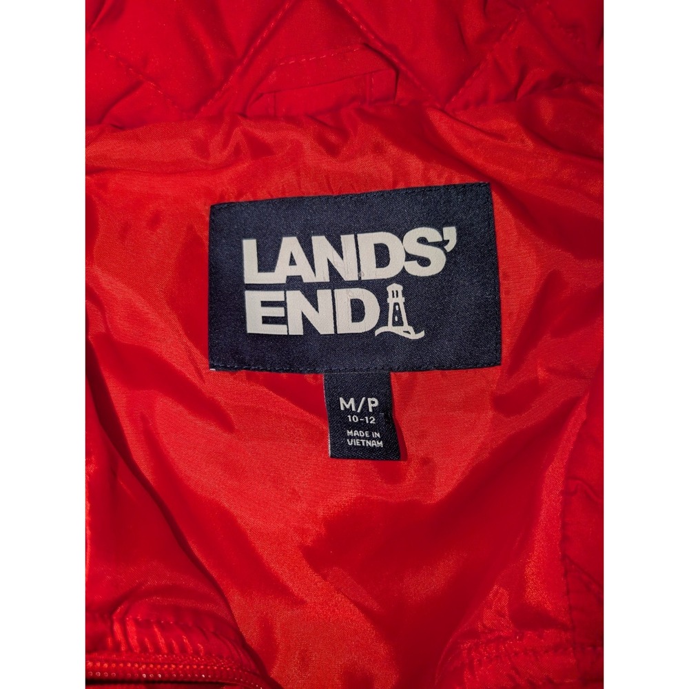 Lands End Women's Size Medium Bright Red Full Zip Puffer Vest Quilted - Picture 3 of 3